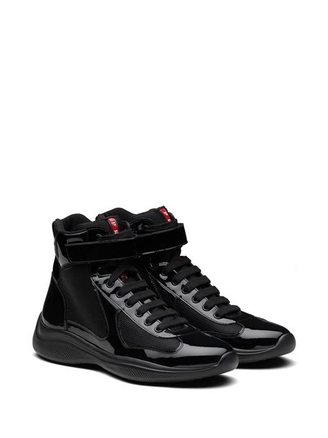 prada knit fabric high-top sneakers|high top prada americas cup.